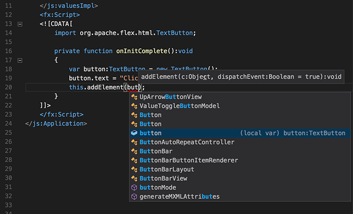 Screenshot of IntelliSense